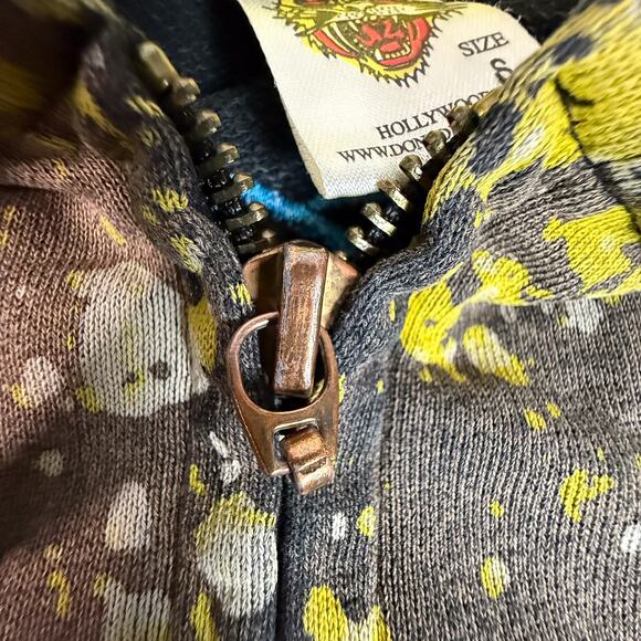 Ed Hardy Tattoo Art Hoodie S Dragon Geisha Tiger Love Kills Spray Zip Jacket - Picture 9 of 15